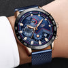 2019 New LIGE Blue Casual Mesh Belt Fashion Quartz Gold Watch Mens Watches Top Brand Luxury Waterproof Clock Relogio Masculino