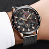 2019 New LIGE Blue Casual Mesh Belt Fashion Quartz Gold Watch Mens Watches Top Brand Luxury Waterproof Clock Relogio Masculino