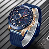 2019 New LIGE Blue Casual Mesh Belt Fashion Quartz Gold Watch Mens Watches Top Brand Luxury Waterproof Clock Relogio Masculino