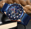 2019 New LIGE Blue Casual Mesh Belt Fashion Quartz Gold Watch Mens Watches Top Brand Luxury Waterproof Clock Relogio Masculino