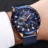 2019 New LIGE Blue Casual Mesh Belt Fashion Quartz Gold Watch Mens Watches Top Brand Luxury Waterproof Clock Relogio Masculino