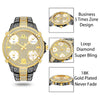 MISSFOX 51MM Oversized Big Dial Luxury Watch Men Diamond Accented Case With 5 Quartz Movt Analog Male Gold Business Wrist Watch