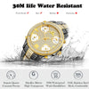 MISSFOX 51MM Oversized Big Dial Luxury Watch Men Diamond Accented Case With 5 Quartz Movt Analog Male Gold Business Wrist Watch