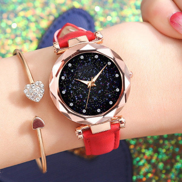 Fashion Top Brand Luxury Starry Sky Women Wrist Watches Leather Quartz Clock Modern Wristwatch Women Orologio Donna