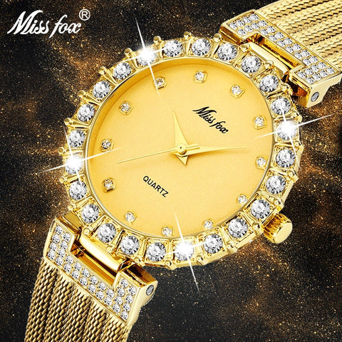 MISSFOX Women Watches Luxury Brand Watch Bracelet Waterproof Big Lab Diamond Ladies Wrist Watches For Women Quartz Clock Hours