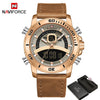 NAVIFORCE Men Sports Watches Military Luminous Digital Quartz Wristwatch Male Luxury Gold 30M Waterproof Clock Relogio Masculino