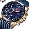 2019 New LIGE Blue Casual Mesh Belt Fashion Quartz Gold Watch Mens Watches Top Brand Luxury Waterproof Clock Relogio Masculino